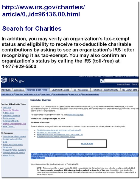 IRS - Search for Charities